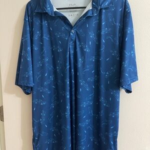 Huk Men's Blue Graphic Polo XXL